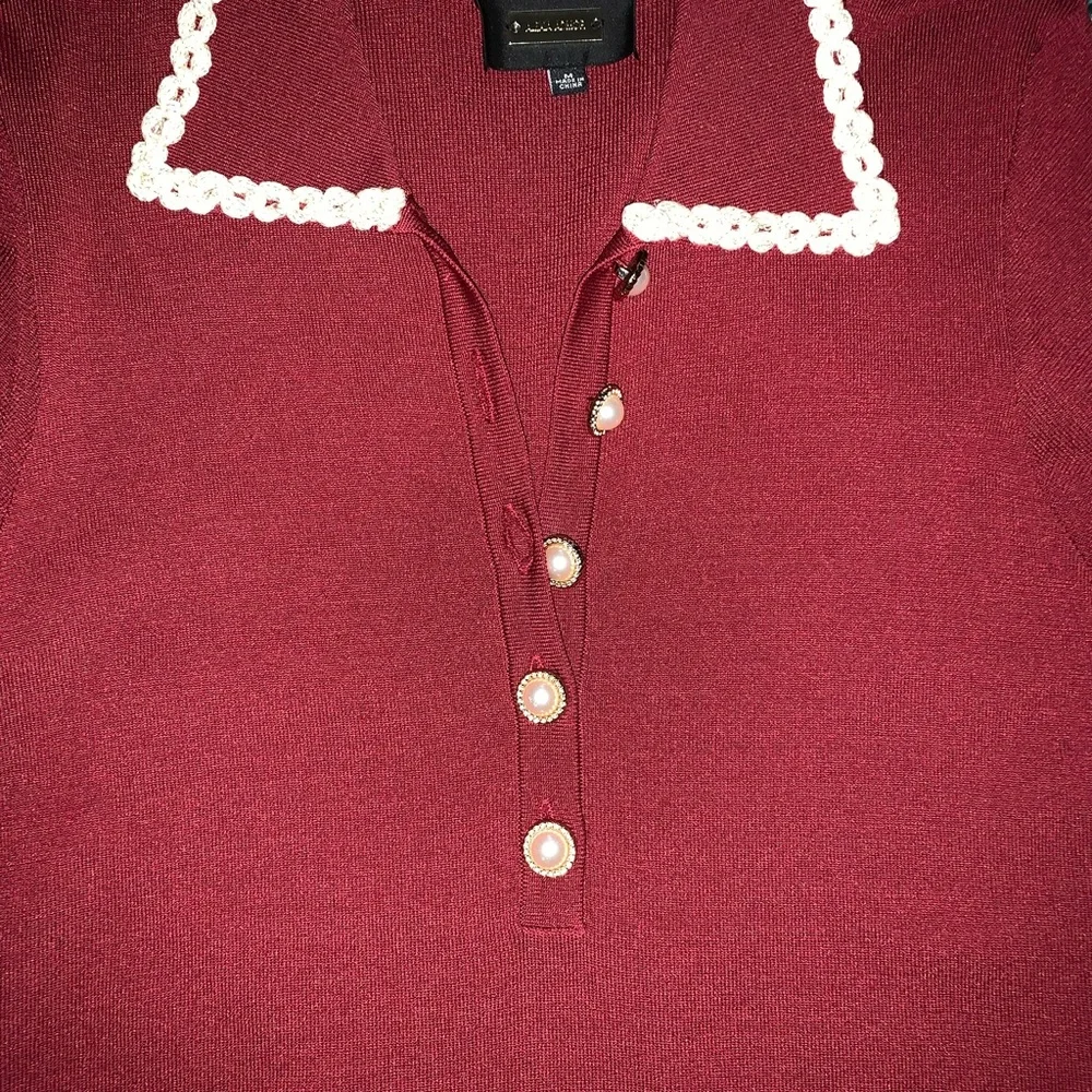 NWT Alexia Admor Burgundy Piper Short Sleeve Mod Shift Knit Dress with Piping - Picture 8 of 9